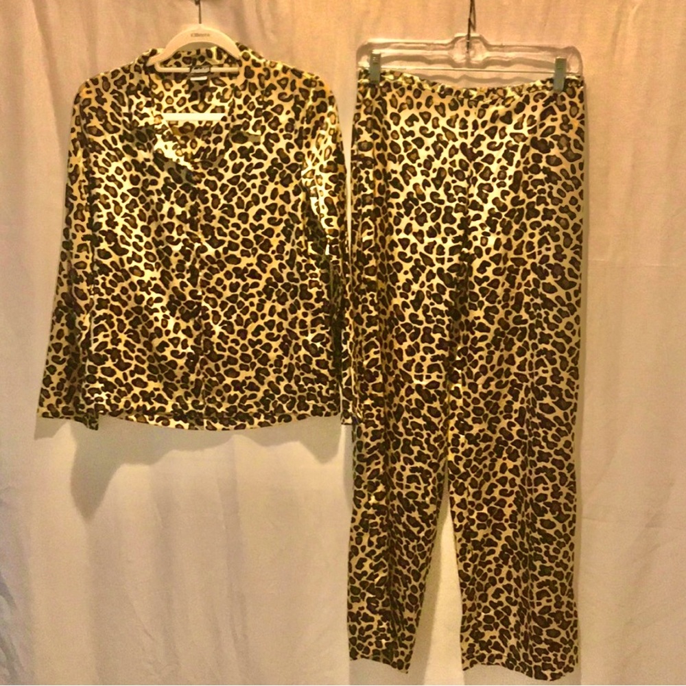 Satin animal print pajama set